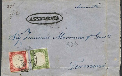 1861, Sicilia, raccomandata da Messina per Termini del 13 maggio 1861