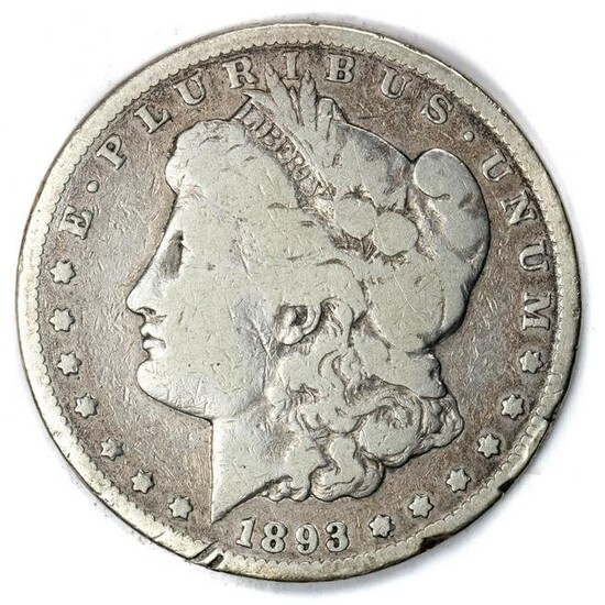 1893CC Morgan Silver Dollar, Carson City Mint, VF