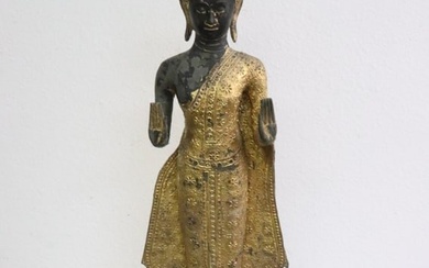 18th/19th c. parcel gilt South Asia bronze sculpture