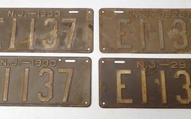 1928 1929 1930 NJ License Plates