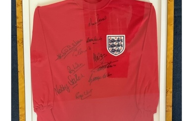 1966 England World Cup Winners Signed Framed Football Shirt:...