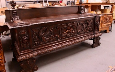 19th Century Carved Figural Wood Gun Chest