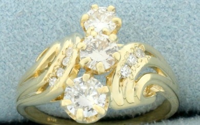 1ct TW Past Present Future 3 Stone Diamond Ring in 14K Yellow Gold