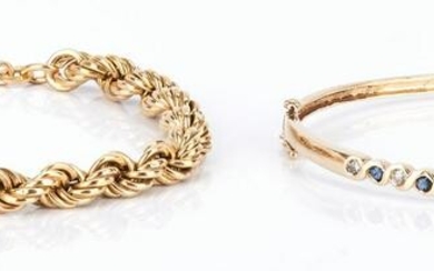 2 Ladies Gold Bracelets, 10K & 18K