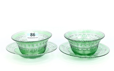 (2) Roman Punch Cups/Underplates, BPCG, Green