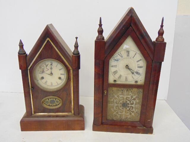 2 Steeple Clock, Ansonia and Gilbert, Time and Strike
