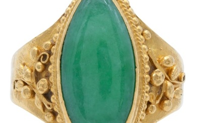 22k Gold Marquis Jade Ring