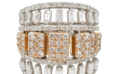 2.80 TCW HI/SI-I1 Baguette Diamond Cage Ring 18k Gold