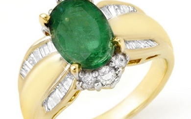 2.87 ctw Emerald & Diamond Ring 14k Yellow Gold