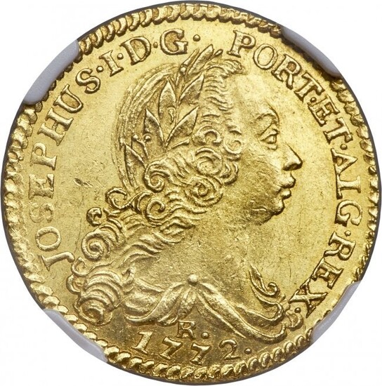 30086: Jose I gold 3200 Reis 1772-R MS63 NGC, Rio de Ja