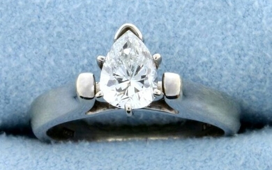 3/4ct Pear Diamond Solitaire Engagement Ring in 18k