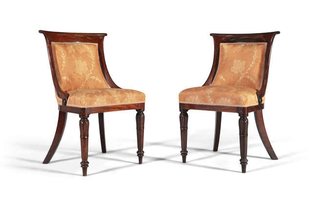 A PAIR OF WILLIAM IV ROSEWOOD FRAMED LIBRARY...