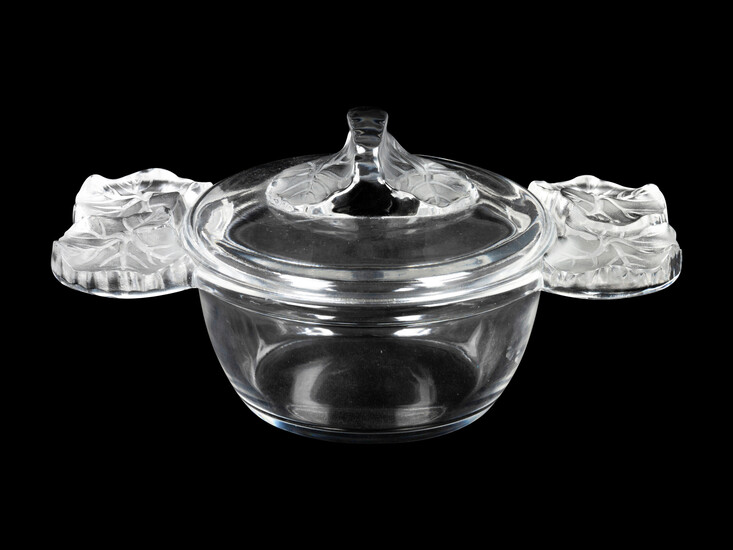 A Lalique Molded and Frosted Glass Lidded Dish