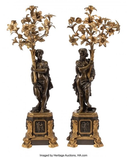 61086: A Pair of Napoleon III Gilt and Patinated Bronze