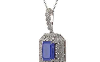 7.18 ctw Sapphire & Diamond Victorian Necklace 14K White Gold