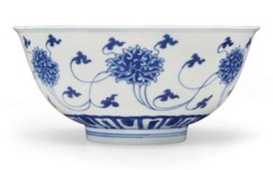 A BLUE AND WHITE BOWL, KANGXI SIX-CHARACTER MARK IN UNDERGLAZE BLUE WITHIN A DOUBLE CIRCLE AND OF THE PERIOD (1662-1722)