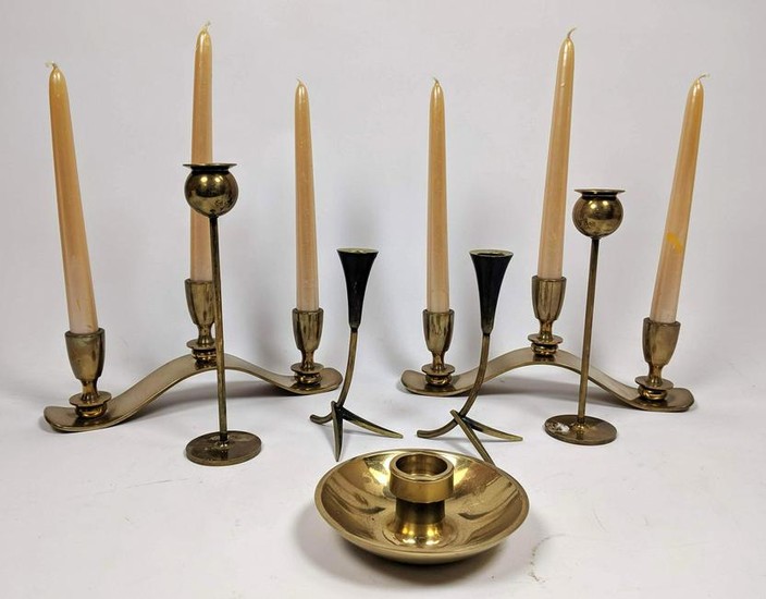 7pc Modernist Brass Tableware Lot. Pr RENA ROSENTHAL ca