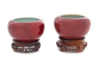 * A Pair of Chinese Sang-de-Boeuf Glazed Porcelain Water Coupes