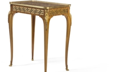 A FRENCH ORMOLU-MOUNTED TULIPWOOD AND SYCAMORE GUERIDON, BY PAUL SORMANI, PARIS, THIRD QUARTER 19TH CENTURY