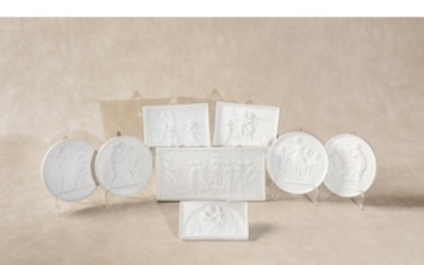 A group of eight Copenhagen bisque porcelain figural reliefs