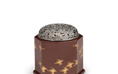 A gold-lacquered octagonal koro (incense-burner) and cover