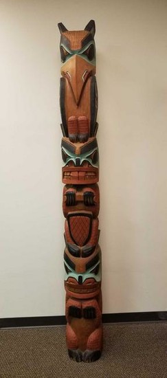 8FT Carved Wooden Totem Pole