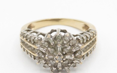 9ct gold vari-cut diamond cluster ring (4.1g) Size K
