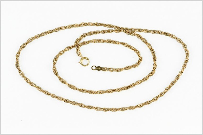 A 14 Karat Yellow Gold Rope Necklace.