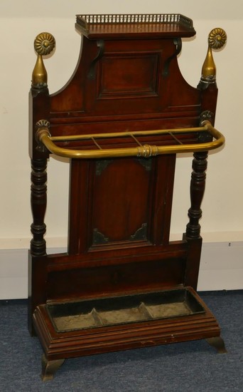 A 19th Century Mahogany and Brass 3 Sectioned Umbrella Stand...