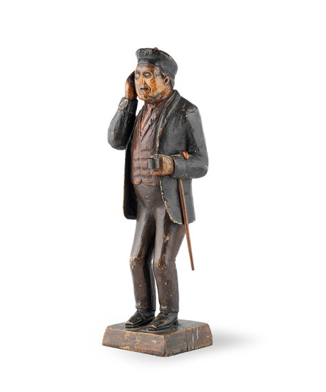 A 19th century polychrome-decorated and carved pine figure of The Blind Beggar