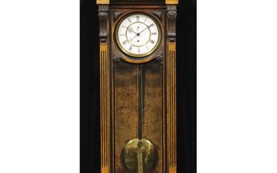 A 19th century walnut Vienna regulator wall clock, 16cm enam...