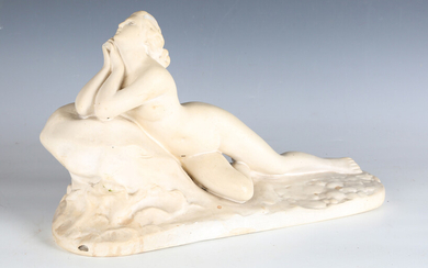 A 20th century cast plaster model of a recumbent nude female, length 45cm.