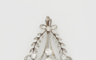 A Belle Epoque platinum 9k gold and diamond brooch.