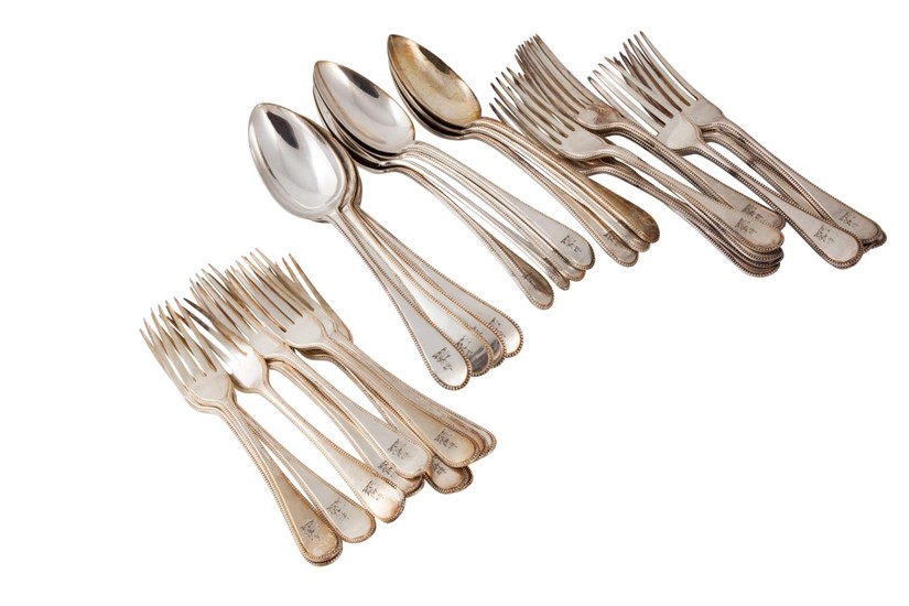 A COLLECTION OF LATE 19TH CENTURY SILVER PLATED CUTLERY, wit...