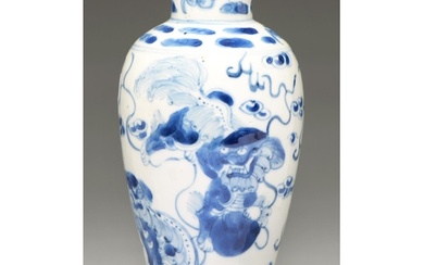 A Chinese blue and white baluster vase, 19th / early 20th c,...