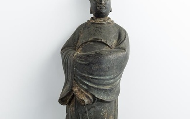 A Chinese bronze statue of a civil official, Ming dynasty