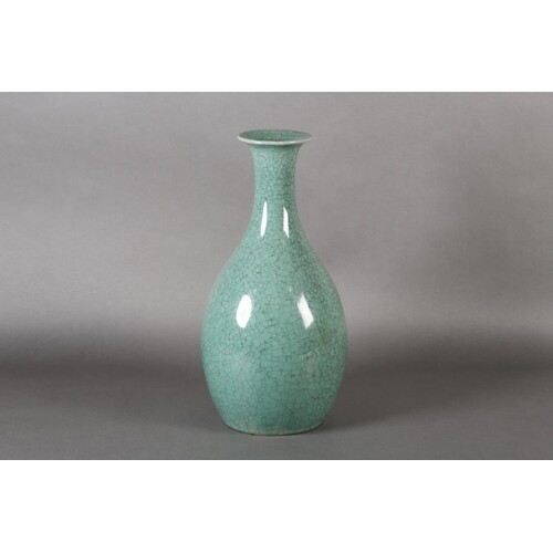 A Chinese celadon crackle glaze vase with everted rim, 45.5c...