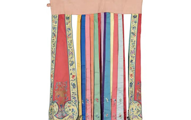 A Chinese embroidered phoenix tail skirt, Jianqun or fengweiqun Late Qing dynasty...