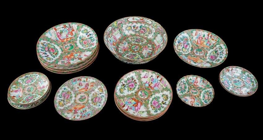 A Collection of Rose Medallion Plates & Bowl