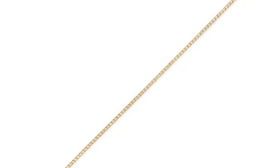 A DIAMOND LINE BRACELET in 18ct yellow gold, set w ...