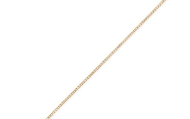 A DIAMOND LINE BRACELET in 18ct yellow gold, set with a row of round brilliant cut diamonds, full