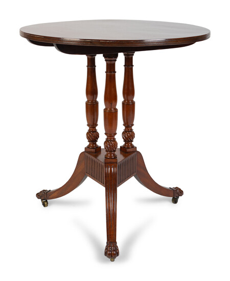 A Federal Carved Mahogany Tilt-Top Tea TableCirca 1800-1815