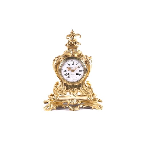 A French 19th-century gilt bronze 8-day rococo mantle clock ...