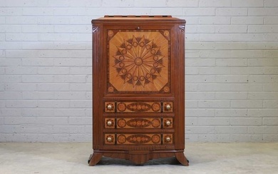 A French, Art Deco-style, Indian rosewood fall-front bureau