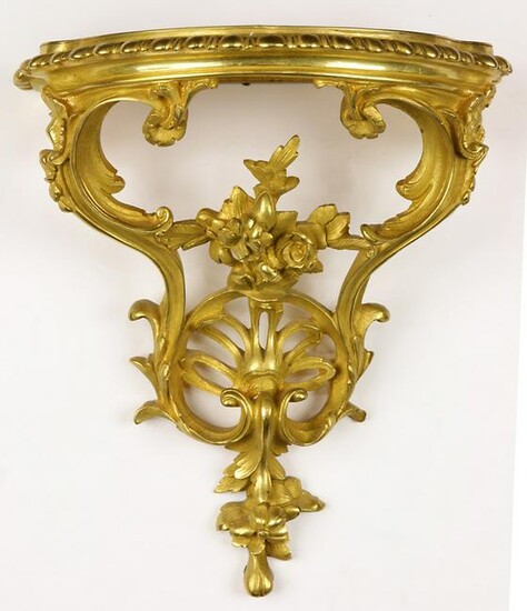 A French Rococo style ormolu bronze wall bracket circa