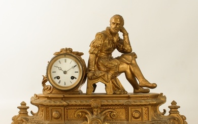 A French gilt-spelter mantel clock - early 20th century, the...