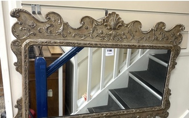 A George II style wall mirror, width 84cm, height 55cm...
