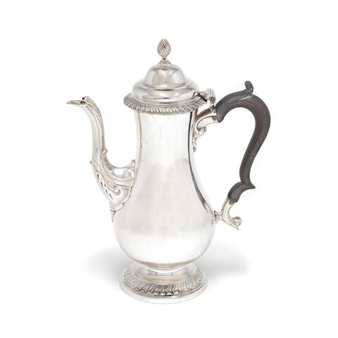 A George III silver coffee pot maker's mark 'LH' untraced see Grimwade (Ref 3719 p264), London 1768