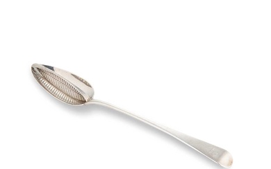 A George III silver straining spoon