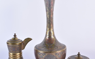A LARGE 19TH CENTURY MIDDLE EASTERN CAIRO WARE SILVER INLAID...